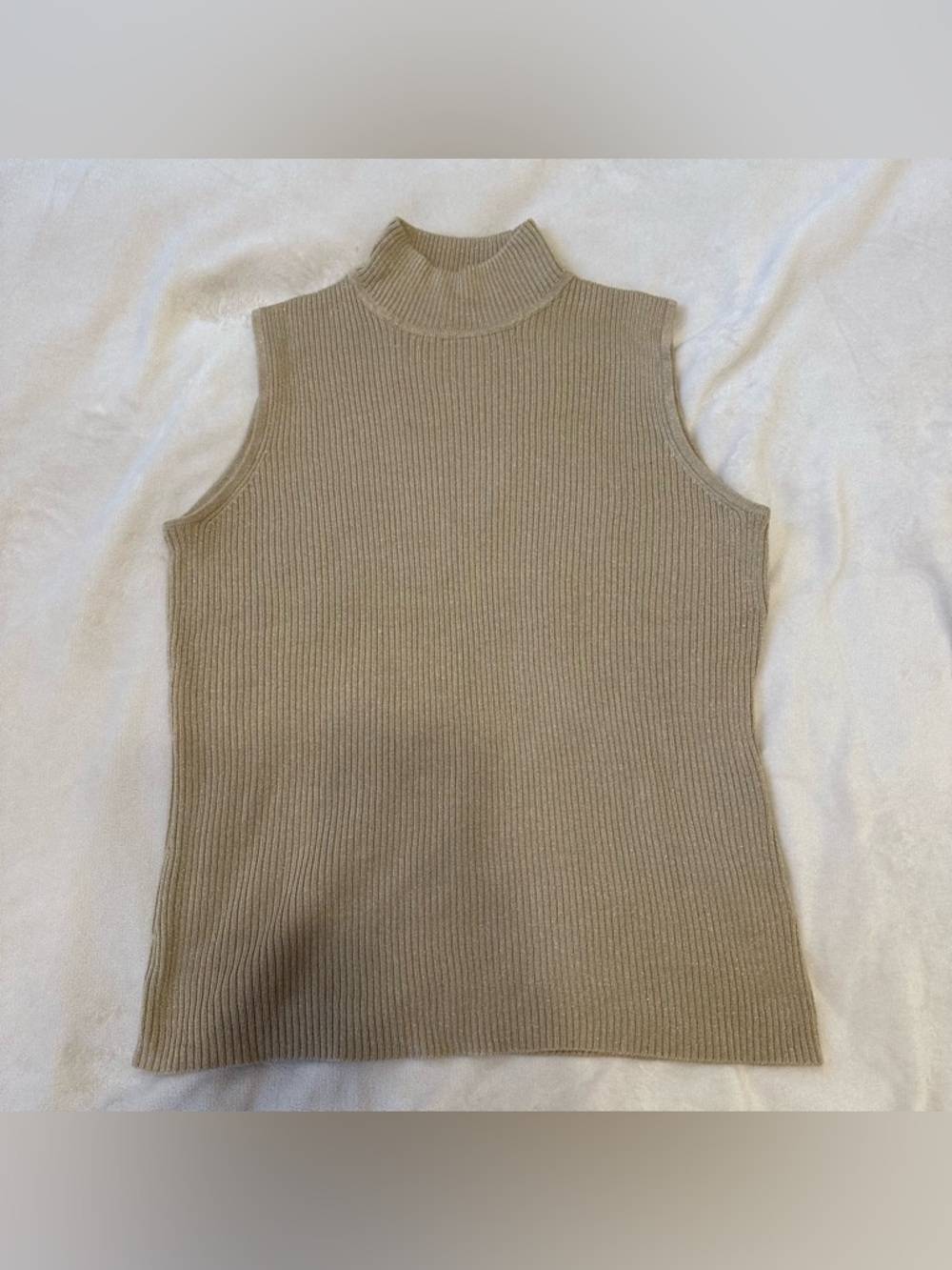 Dana Buchman Gold Sleeveless Mock Neck Sweater